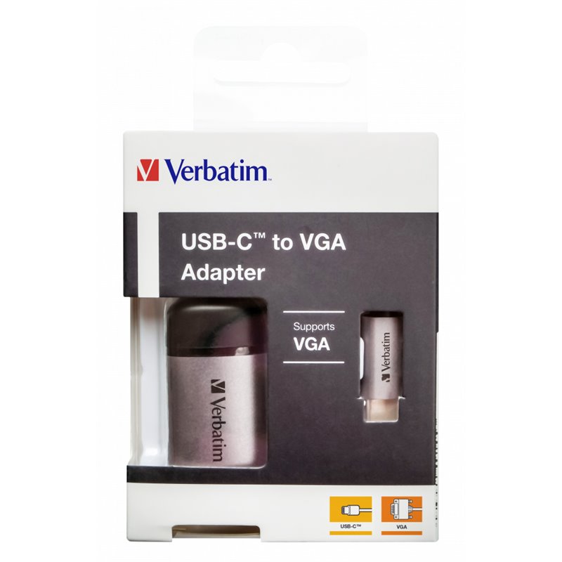 Image secondaire de Verbatim 49145 câble vidéo et adaptateur 0,01 m USB Type-C VGA (D-Sub) Noir, Argent