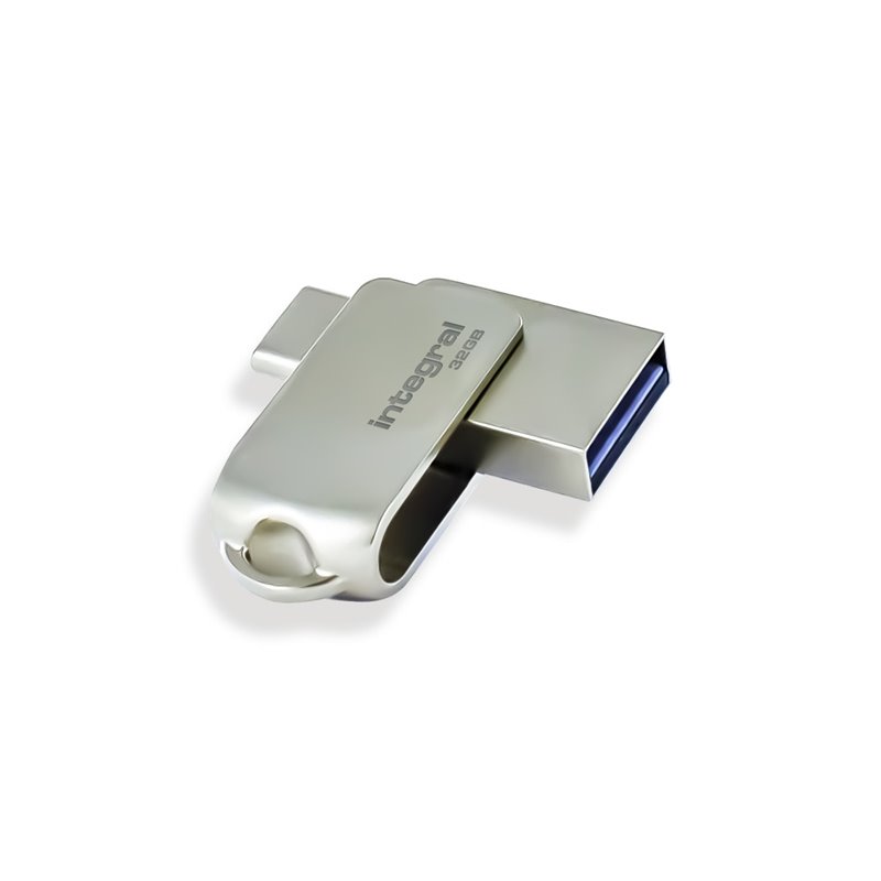 Integral 32GB 360-C Dual USB-C & USB 3.0 lecteur USB flash 32 Go USB Type-A / USB Type-C 3.2 Gen 1 (3.1 Gen 1) Argent