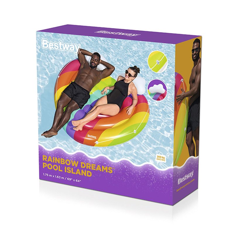 Image secondaire de Bestway Île de piscine gonflable Rainbow Dreams pour 2 personnes 1,75 m x 1,63 m