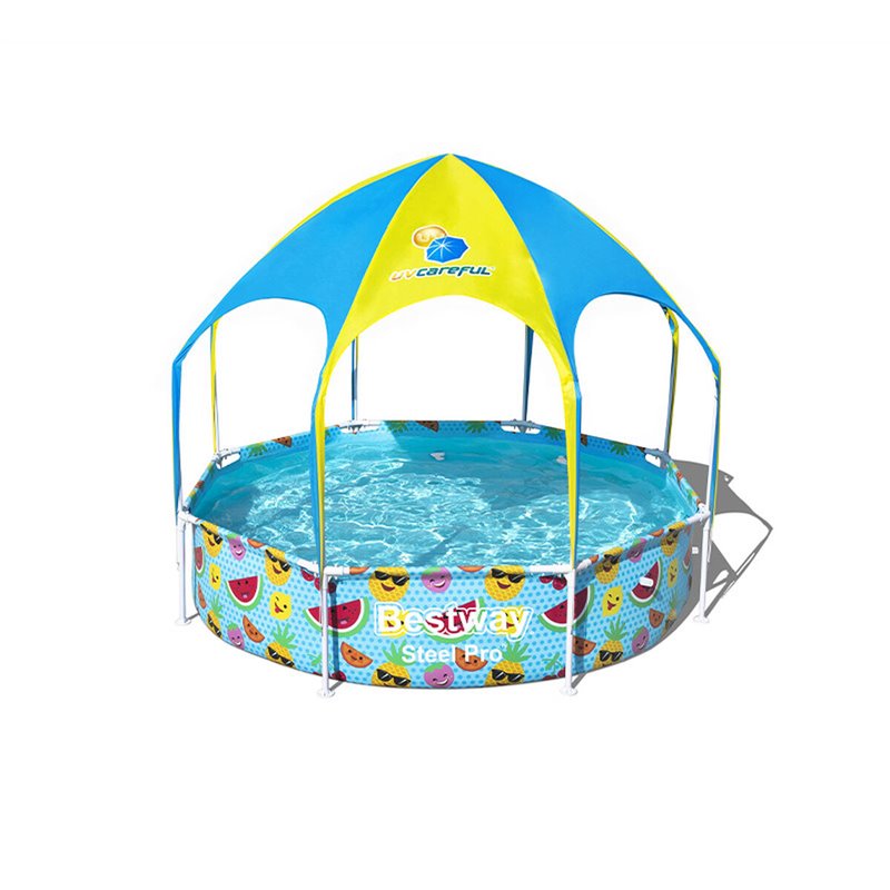 Bestway Steel Pro 2.44m x 51cm Splash-in-shade Play Pool, Orange/Jaune