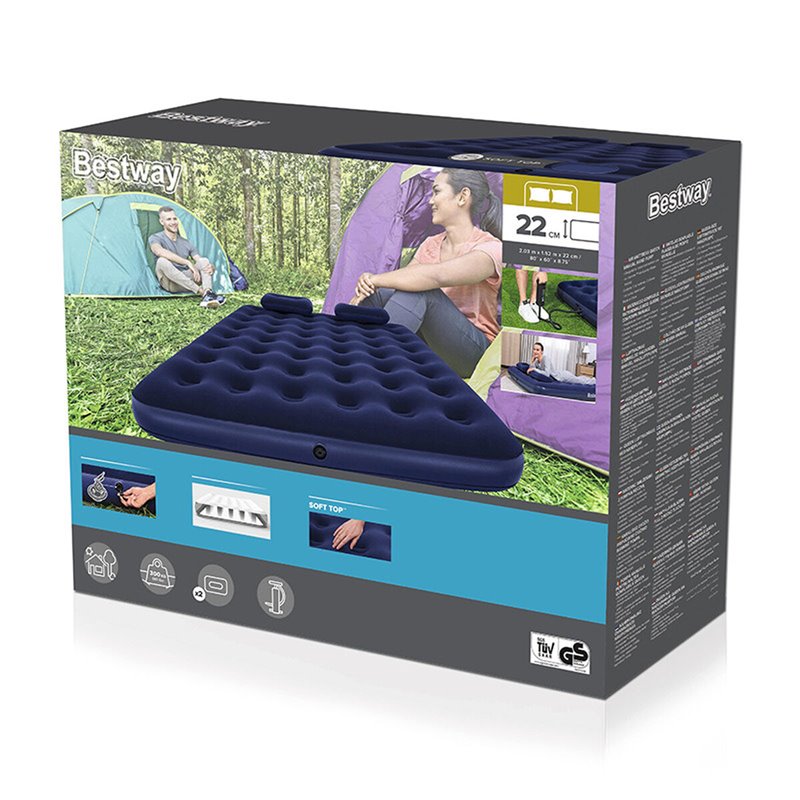 Image secondaire de Bestway Matelas gonflable 2 places avec pompe manuelle 203 x 152 x 22 cm