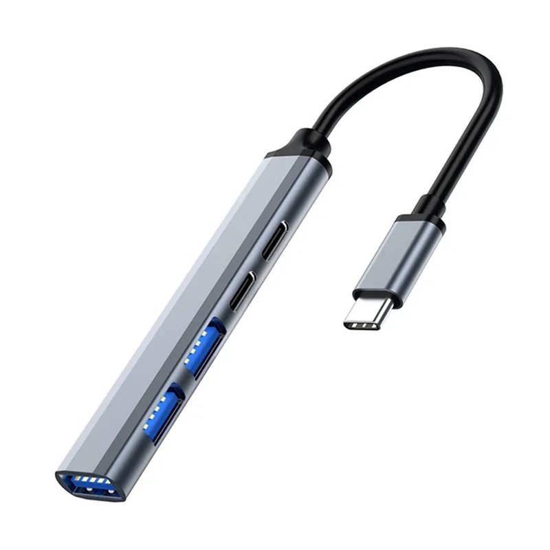 Ewent EW1149 hub & concentrateur USB 3.2 Gen 1 (3.1 Gen 1) Type-C 5000 Mbit/s Gris, Argent