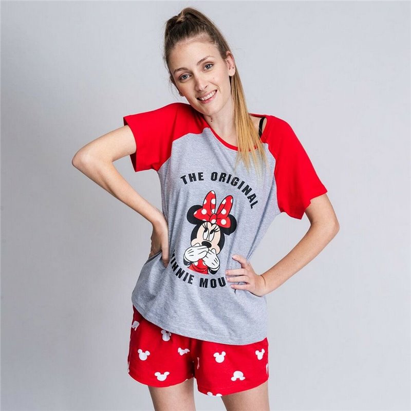 Image secondaire de Pyjama D'Été Minnie Mouse Rouge Femme Gris