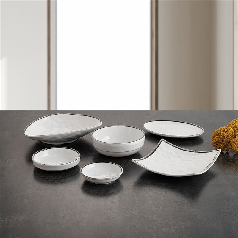 Image secondaire de Assiette plate Quid Select Filo Blanc Noir Plastique Triangulaire 26 x 21 x 5,9 cm (9 Unités)