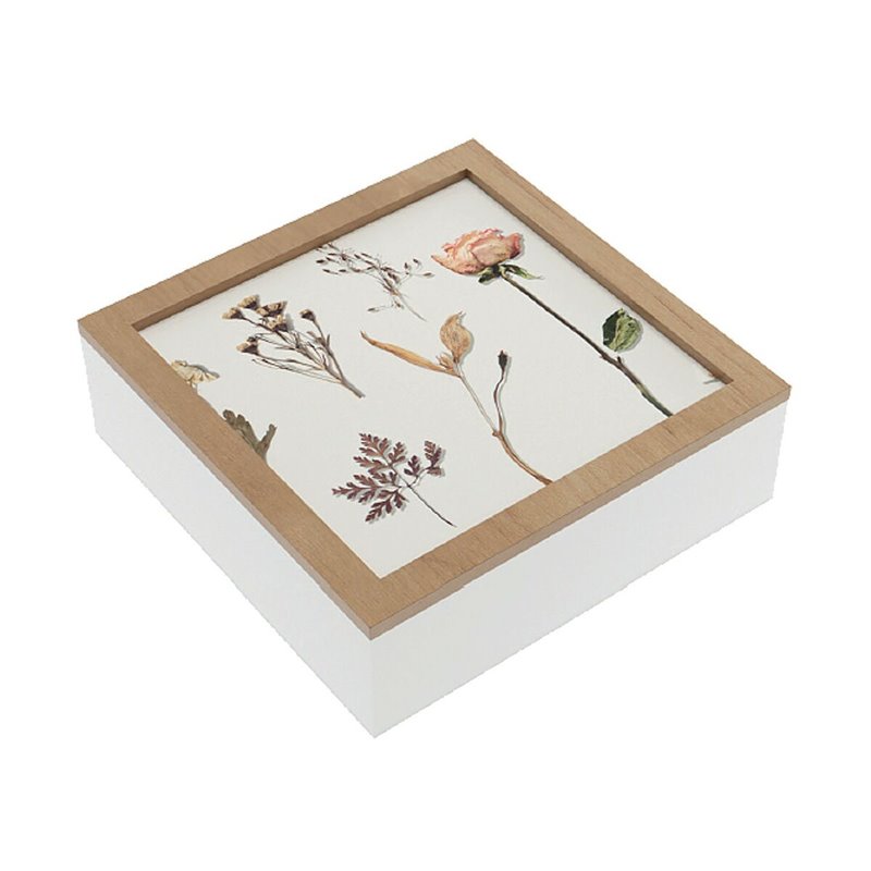 Boîte Décorative Versa Fleurs Bois MDF 24 x 7 x 24 cm