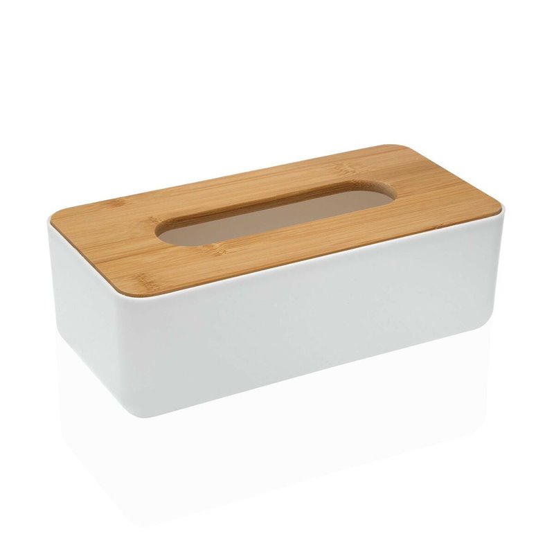 Boîte à mouchoirs Versa Bambou polypropylène 13,1 x 8,6 x 26,1 cm Blanc