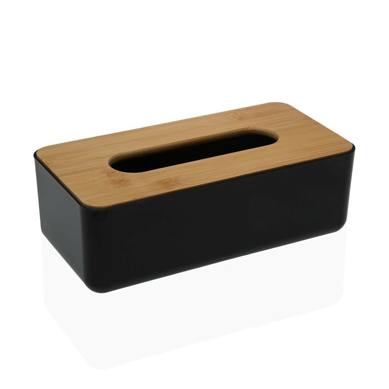 Boîte à mouchoirs Versa Bambou polypropylène 13,1 x 8,6 x 26,1 cm Noir