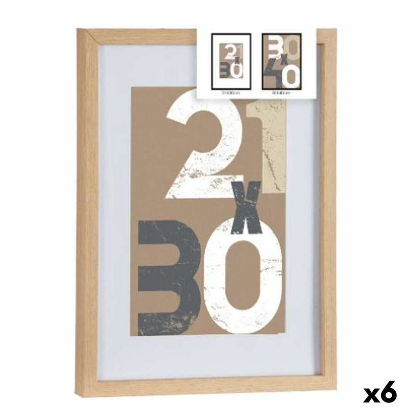 Cadre photo Naturel verre Bois MDF 32,5 x 2,5 x 42,5 cm (6 Unités)