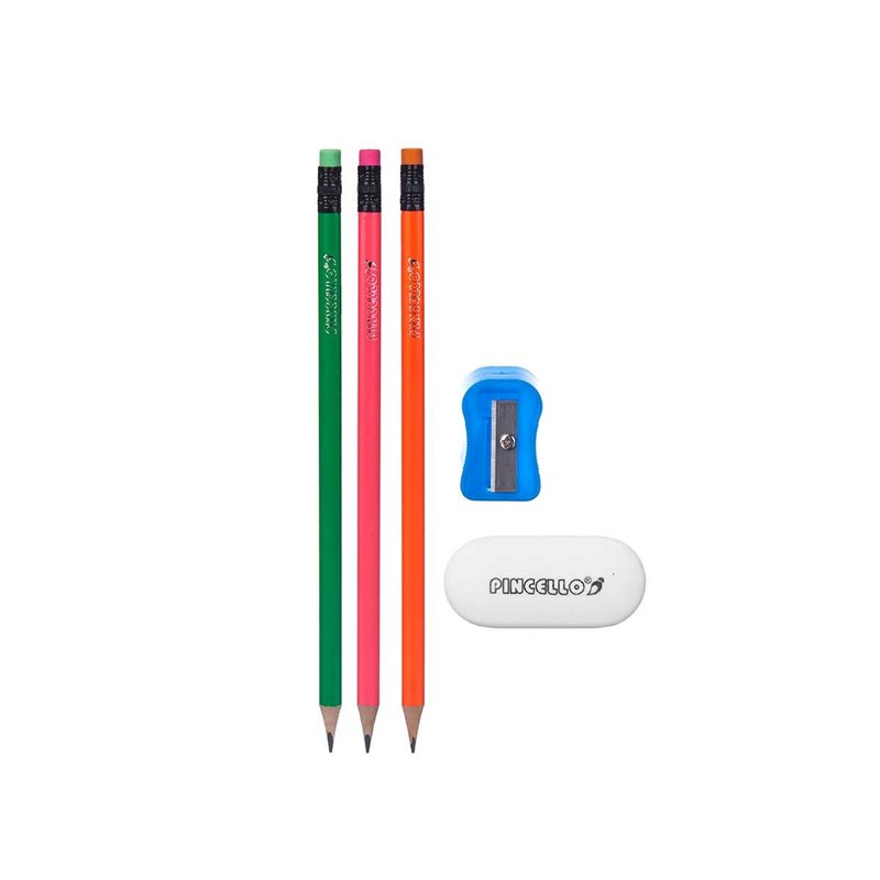 Image secondaire de Ensemble de Crayons Taille-crayon Gomme (12 Unités)