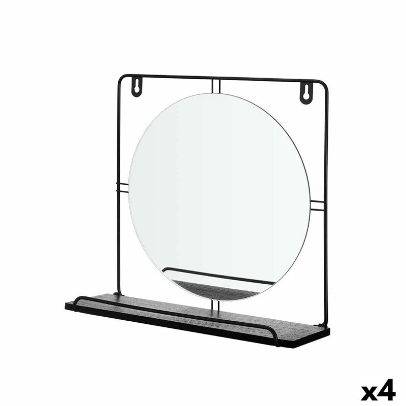 Miroir mural Noir Métal Bois MDF 33,7 x 30 x 10 cm (4 Unités)