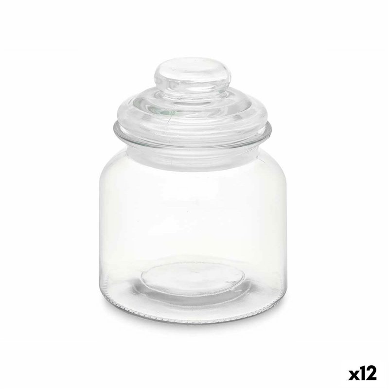 Bocal Transparent verre 600 ml (12 Unités) Avec couvercle