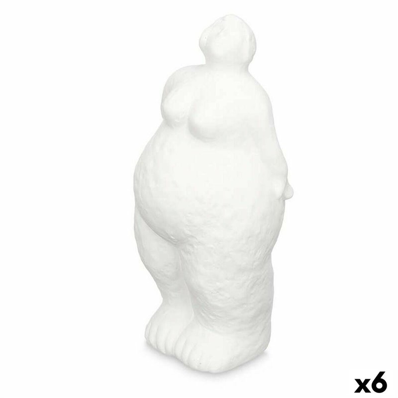 Figurine Décorative Blanc Dolomite 14 x 34 x 12 cm (6 Unités) Femme à pied