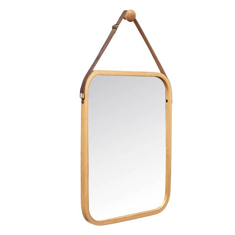 Image secondaire de Miroir suspendu Naturel Cuir Bambou Rectangulaire 34 x 41,5 x 1,5 cm (6 Unités)