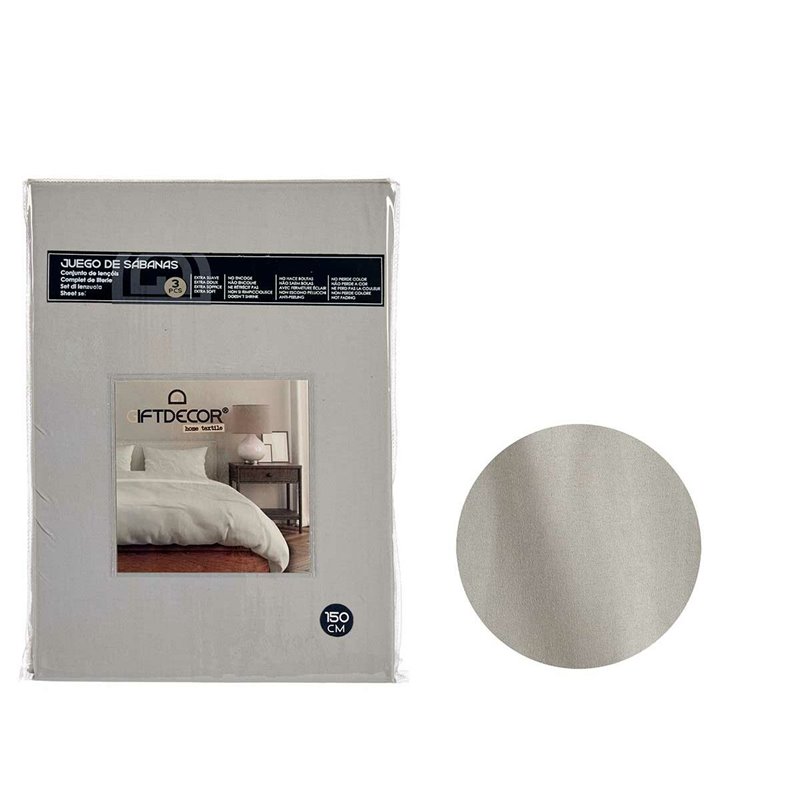 Jeu de draps Gris Gran lit 2 persones 3 Pièces