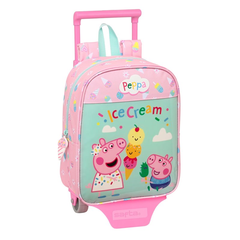 Cartable à roulettes Peppa Pig Ice cream Vert Rose 22 x 27 x 10 cm