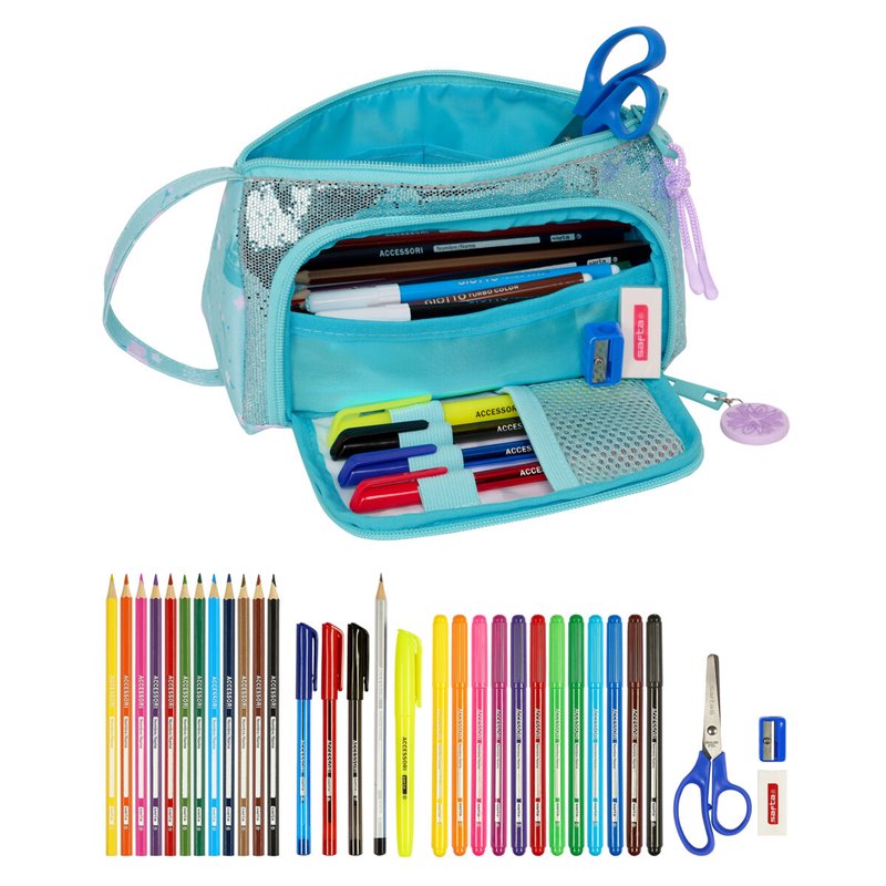 Image secondaire de Trousse Scolaire avec Accessoires Frozen Hello spring Bleu clair 20 x 11 x 8.5 cm (32 Pièces)