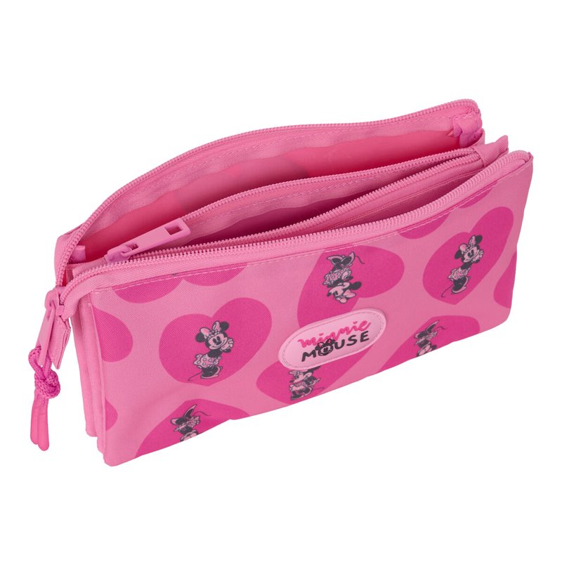 Image secondaire de Trousse Fourre-Tout Triple Minnie Mouse Loving Rose 22 x 12 x 3 cm