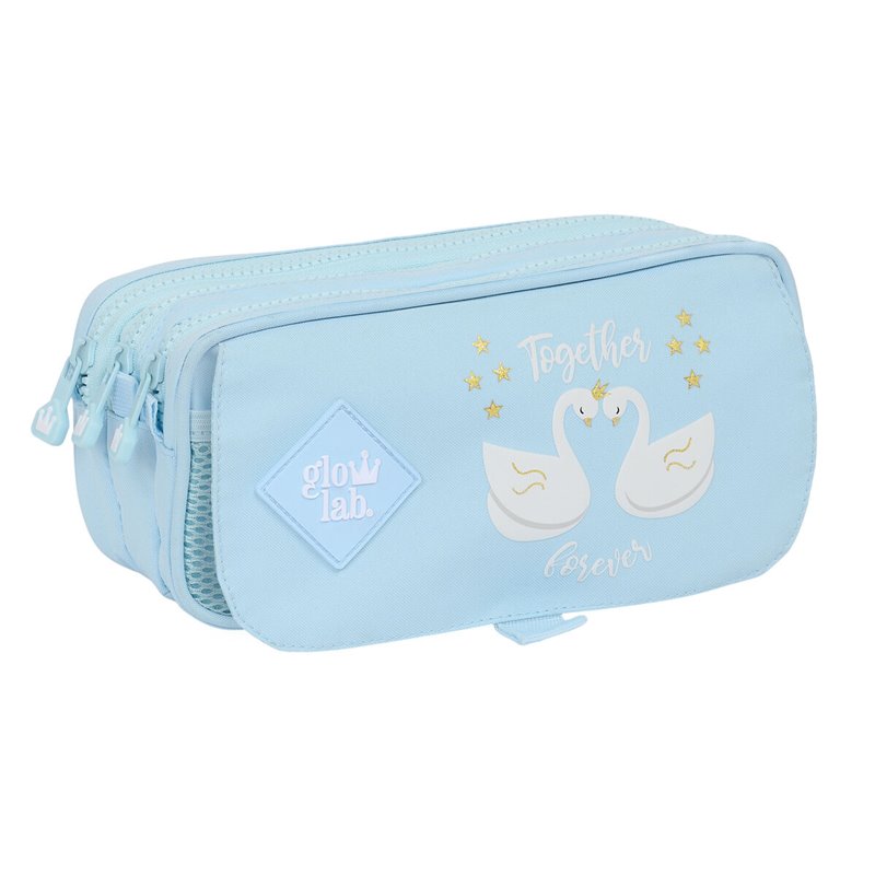 Trousse Fourre-Tout Triple Glow Lab Cisnes Bleu clair 21,5 x 10 x 8 cm