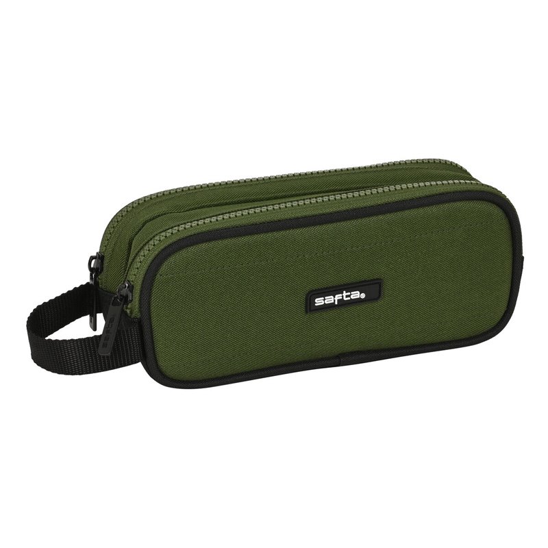 Trousse Fourre-Tout Double Safta Dark forest Noir Vert 21 x 8 x 6 cm