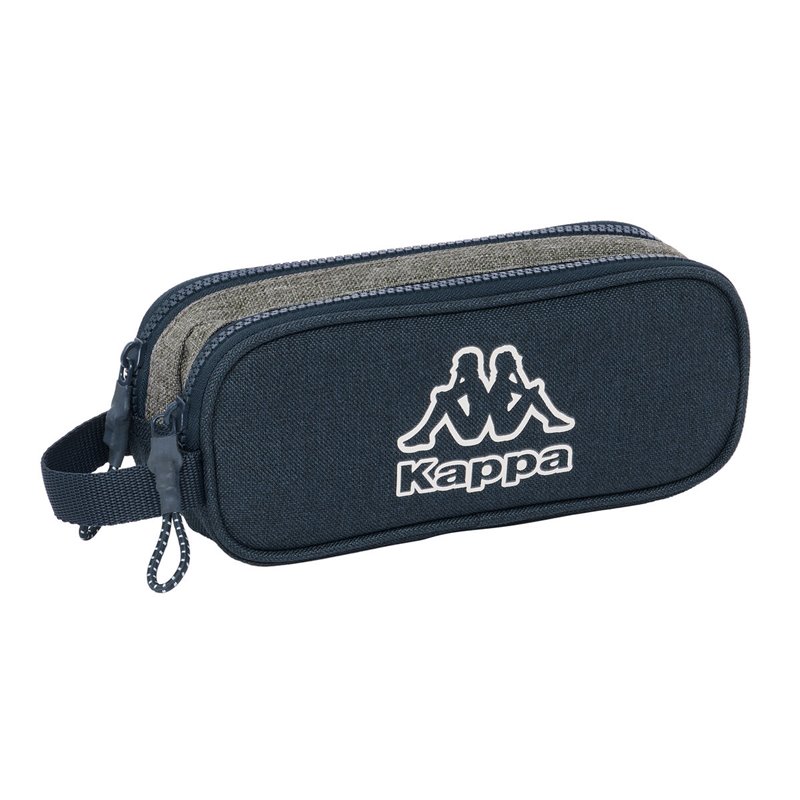 Trousse Fourre-Tout Double Kappa Dark Navy Bleu Gris 21 x 6 x 8 cm