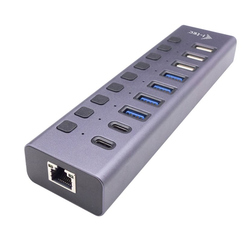 I-Tec USB-A/USB-C Charging HUB 9port with LAN + Power Adapter 60 W