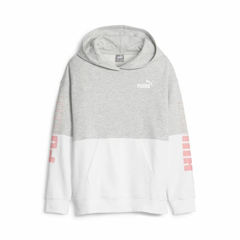 Sweat-Shirt Enfant Puma Power Colorblock Gris