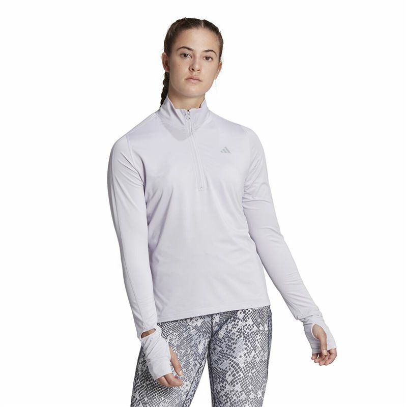 Image secondaire de Tee-Shirt Manches Longues Femme Adidas Fast 1/2 Zip Lila Lavande