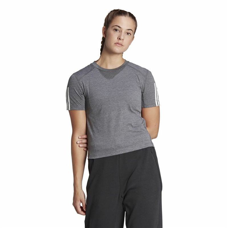 Image secondaire de T-Shirt à manches courtes femme Adidas 3 stripes Essentials Gris clair