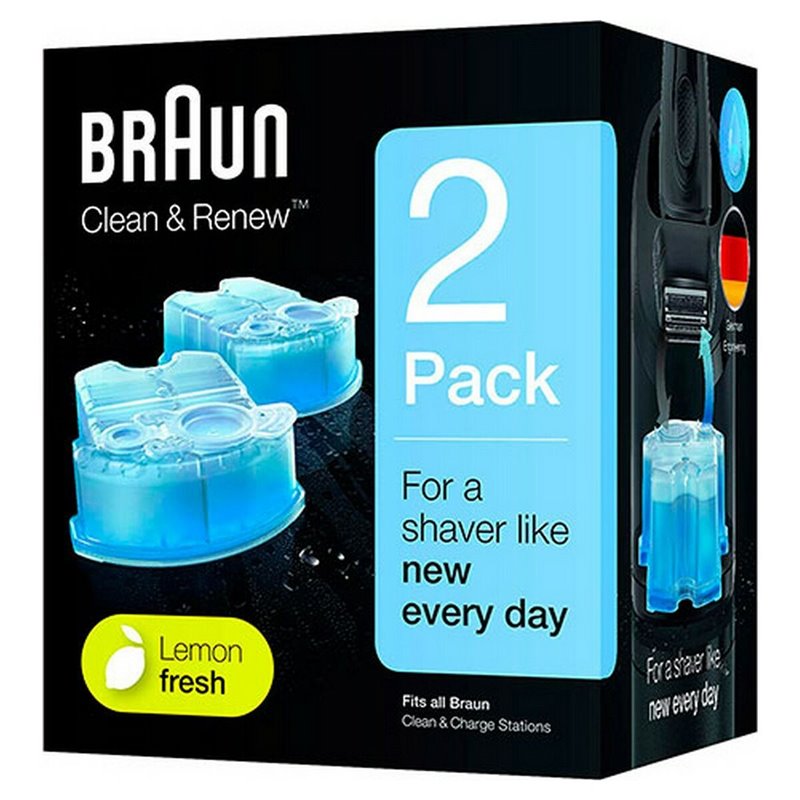 Braun Cartouches De Recharge Clean & Renew CCR, Nettoyant Pour Rasoir Pack De 2