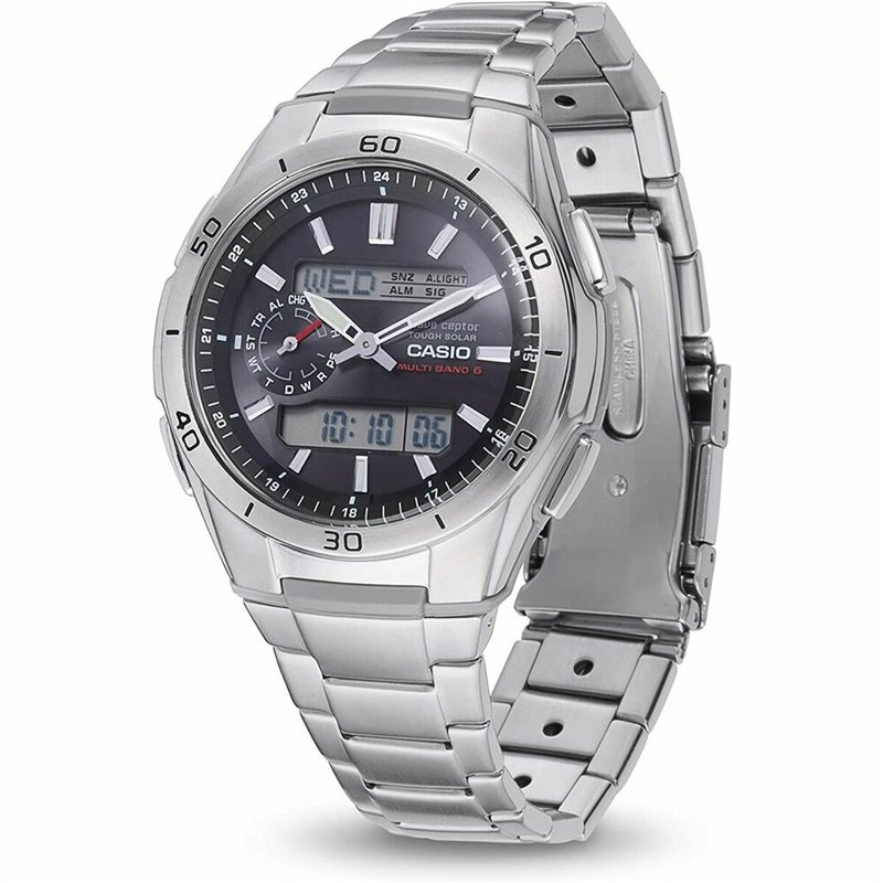 Image secondaire de Montre Homme Casio WAVE CEPTOR Multibadn 6 Tough Solar Noir Gris Argenté (Ø 43,5 mm)