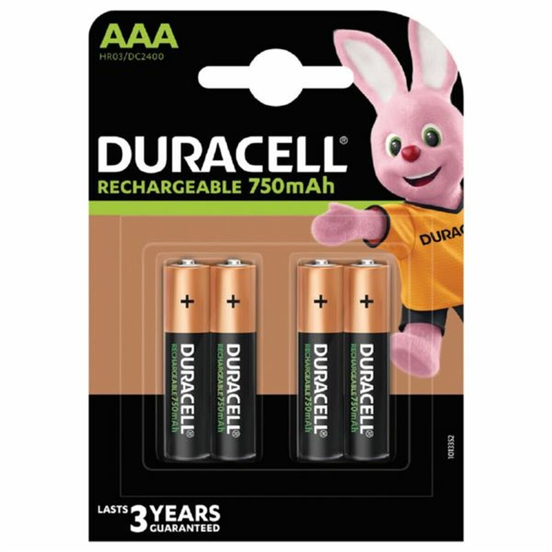 Piles Rechargeables DURACELL AAA LR3 4UD 750 mAh (10 Unités)