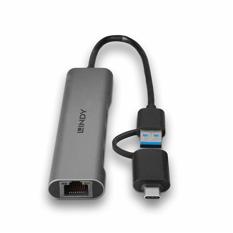 Lindy 43379 hub & concentrateur USB 3.2 Gen 1 (3.1 Gen 1) Type-A + Type-C 5000 Mbit/s Gris