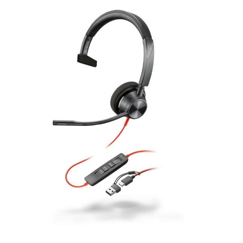 Poly Micro-casque Blackwire 3310 monaural USB-C certifié Microsoft Teams + adaptateur USB-C/A