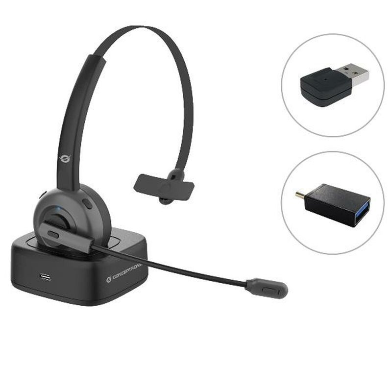 Conceptronic POLONA03BDA écouteur/casque Écouteurs Sans fil Arceau Bureau/Centre d'appels Bluetooth Socle de chargement Noir