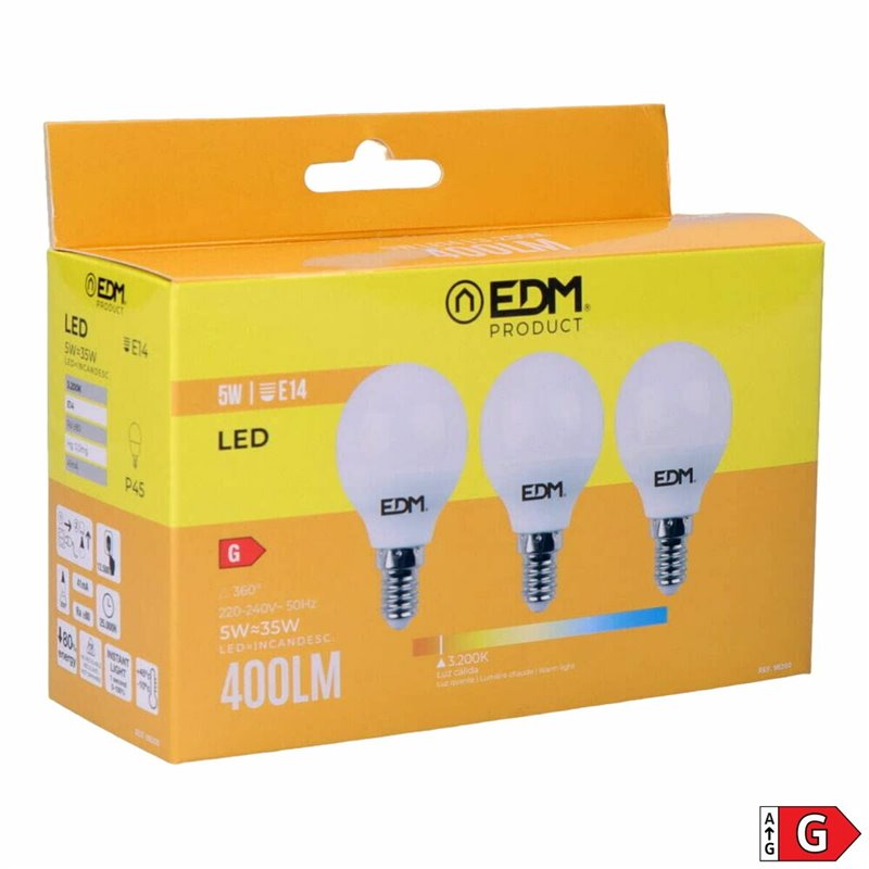 Image secondaire de Lot de 3 ampoules LED EDM G 5 W E14 400 lm Ø 4,5 x 8 cm (3200 K)