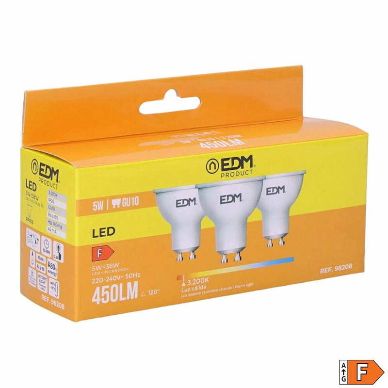 Image secondaire de Lot de 3 ampoules LED EDM F 5 W GU10 450 lm Ø 5 x 5,5 cm (3200 K)