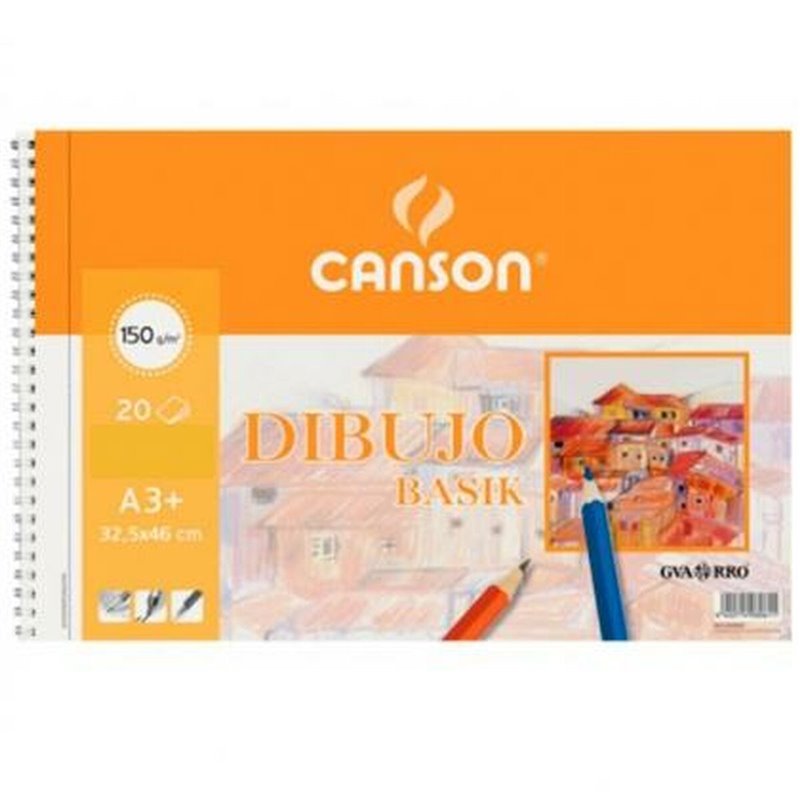 Bloc-Notes Canson Basik Lisse Microperforé 150 g 20 Volets 10 Unités Spirale (32,5 x 46 cm)