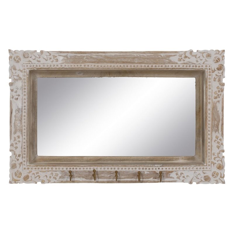 Image secondaire de Miroir mural Blanc Beige Verre Bois de manguier Bois MDF Vertical 61 x 10,79 x 38 cm