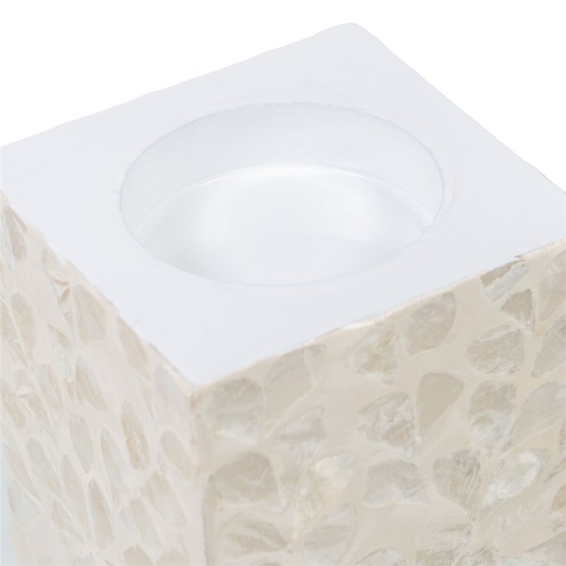 Image secondaire de Bougeoir Beige Nacre noire Bois MDF 10,5 x 10,5 x 16 cm