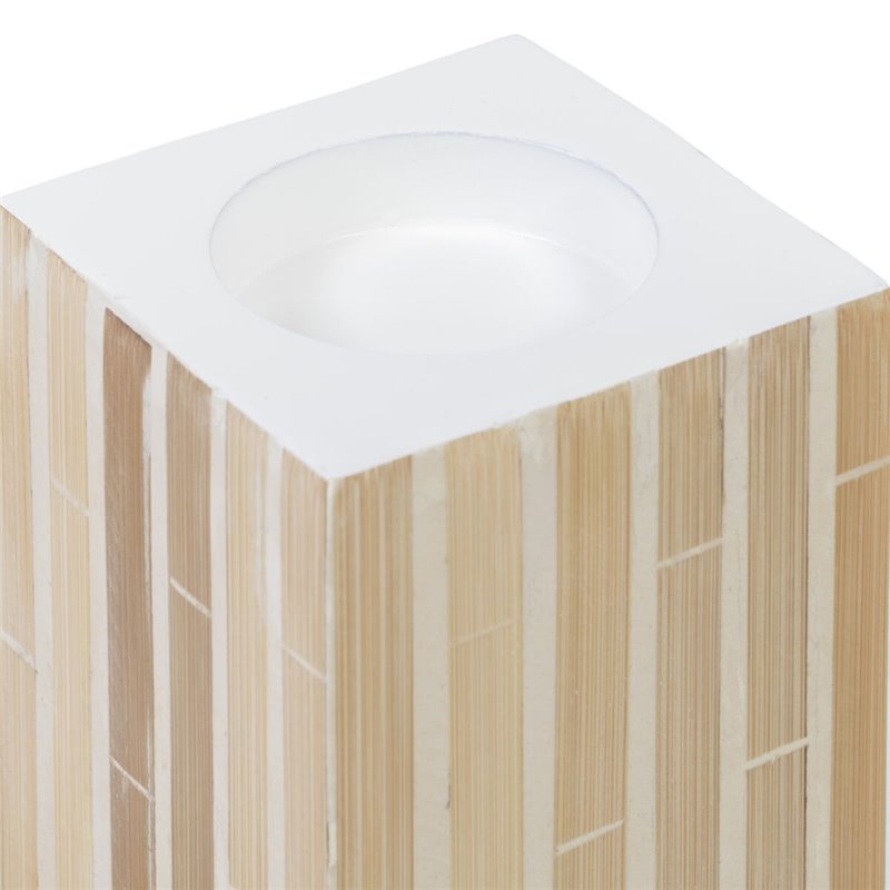 Image secondaire de Bougeoir Beige Bambou Bois MDF 10,5 x 10,5 x 16 cm