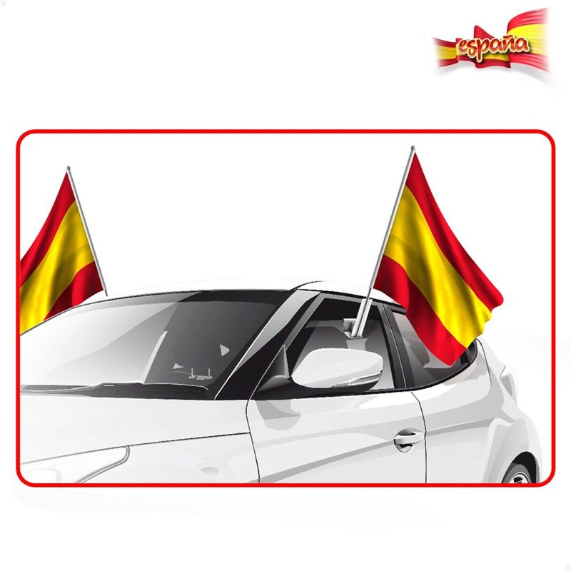 Image secondaire de Porte-Drapeau pour voiture Colorbaby 45 x 30 cm Espagne 2 Pièces 24 Unités