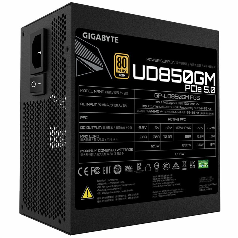 Image secondaire de Gigabyte UD850GM PG5W unité d'alimentation d'énergie 850 W 20+4 pin ATX ATX Noir