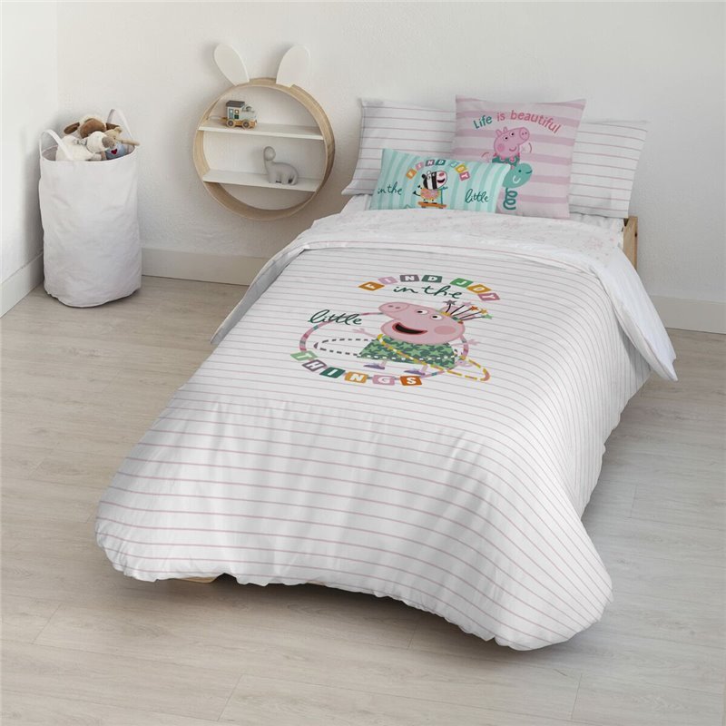 Housse de Couette Peppa Pig Find Joy Multicouleur 175 Fils 180 x 220 cm