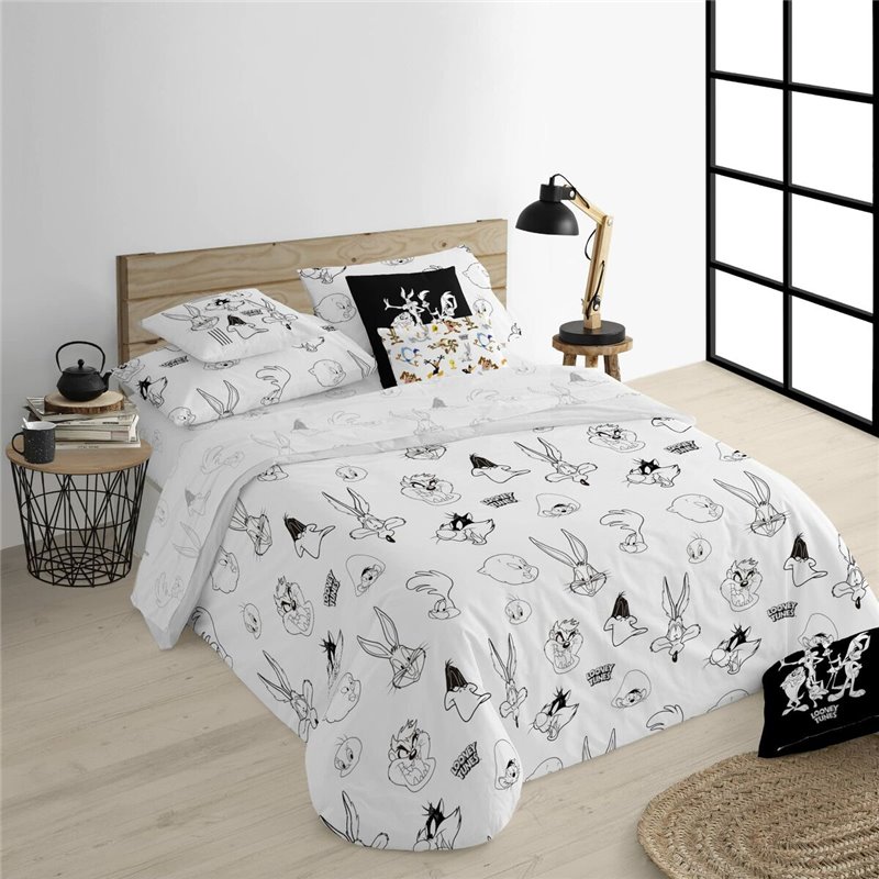 Image secondaire de Housse de Couette Looney Tunes Looney B&W Blanc black 175 Fils 200 x 200 cm