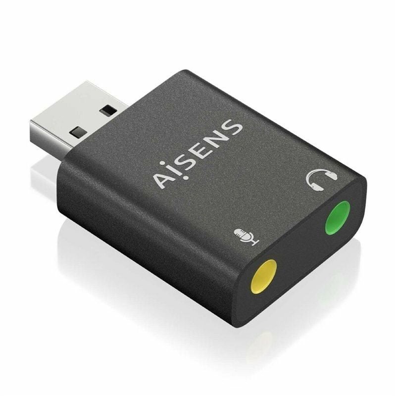 Image secondaire de Aisens A106-0768 changeur de genre de câble USB-A 2x 3.5 mm Noir