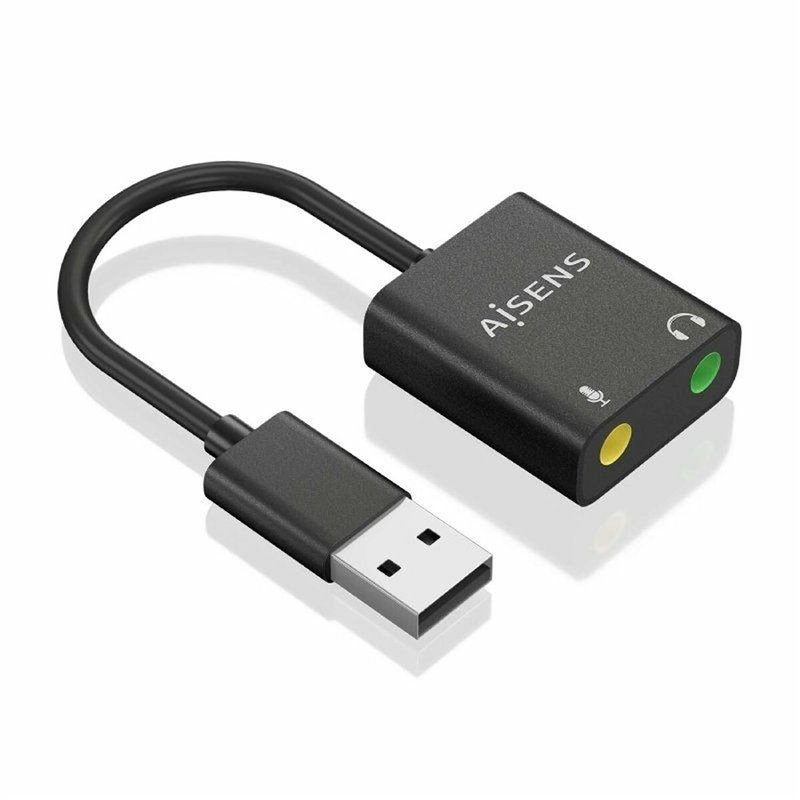 Image secondaire de Aisens A106-0769 changeur de genre de câble USB-A 2x 3.5 mm Noir