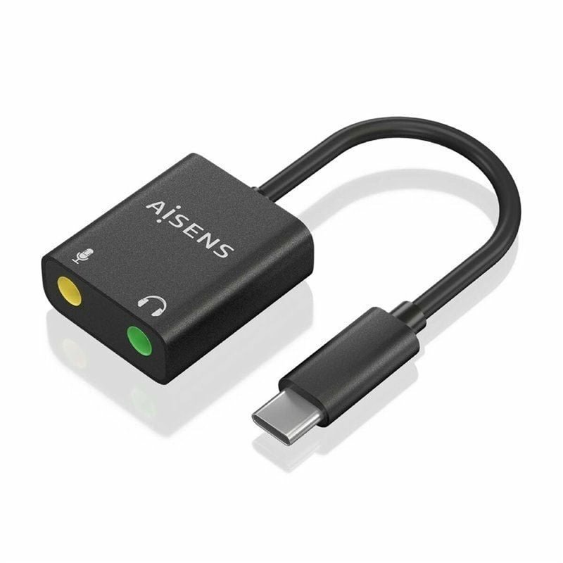 Aisens A109-0767 changeur de genre de câble USB-C 2x 3.5 mm Noir