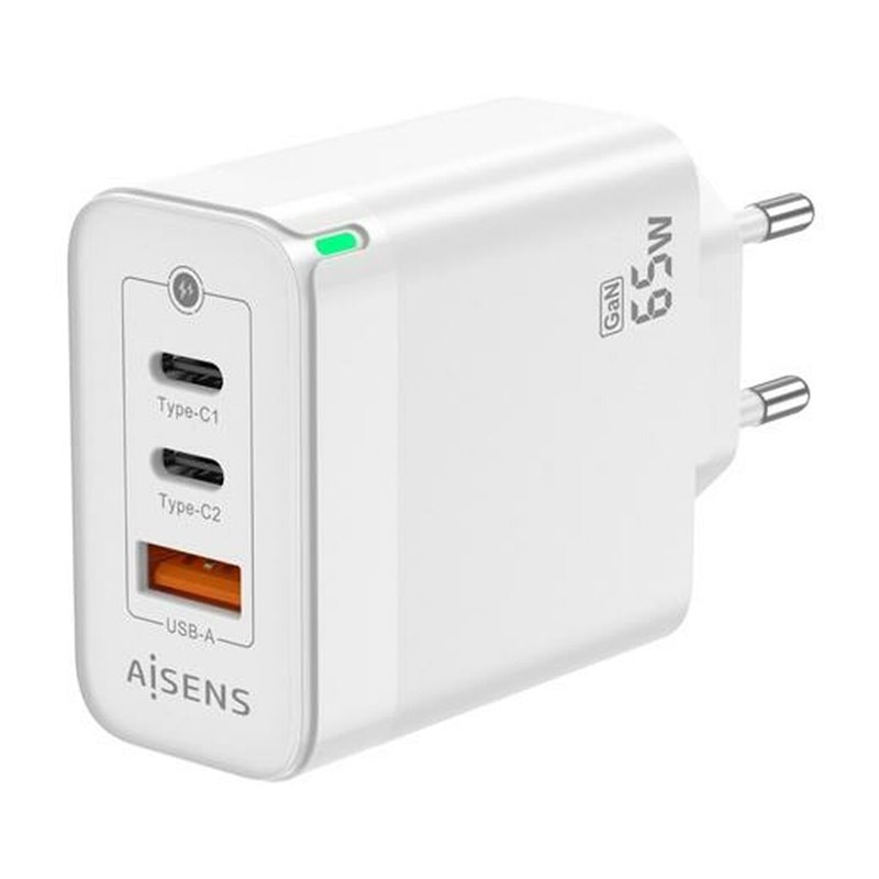 Aisens ASCH-65W3P007-W chargeur d'appareils mobiles Universel Blanc Secteur Charge rapide Intérieure