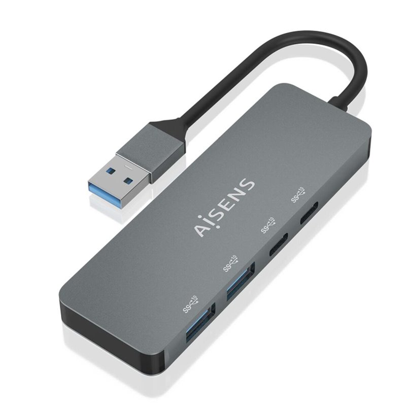 Aisens A106-0696 hub & concentrateur USB 3.2 Gen 2 (3.1 Gen 2) Type-A 10000 Mbit/s Gris