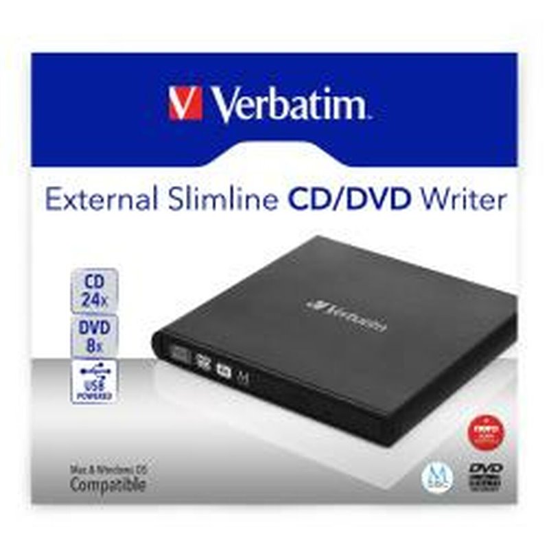 Verbatim Slimline CD/DVD lecteur de disques optiques DVD-RW Noir